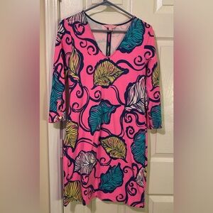 Lilly Pulitzer Pink Leaf Pattern Dress